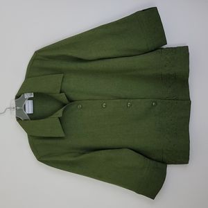 Alfred Dunner Hunter Green Embroidered & Beaded Top 12 P